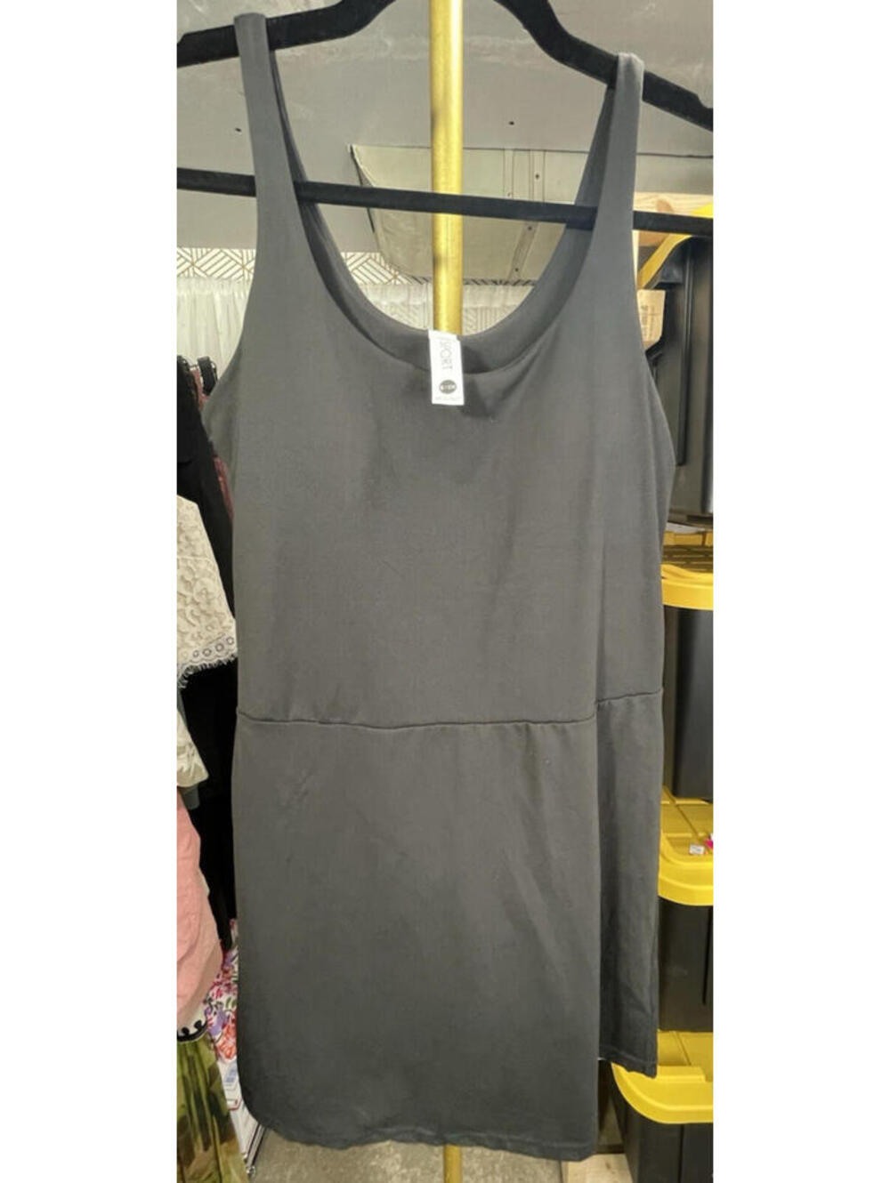 Elle Sport Black Active Tank Dress Women's Mini Sleeveless Athletic Pockets S